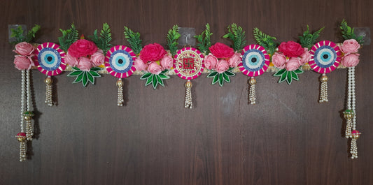 Evil Eye Leave Toran with Swastik Bead Tassels