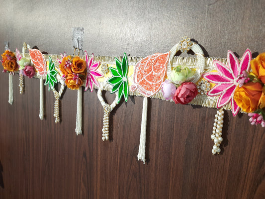 Handmade Decorative Floral Toran with Pearl Tassels
