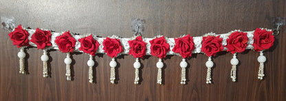 Handmade Red Rose & Pearl Toran for Home Decor & Festive Pooja