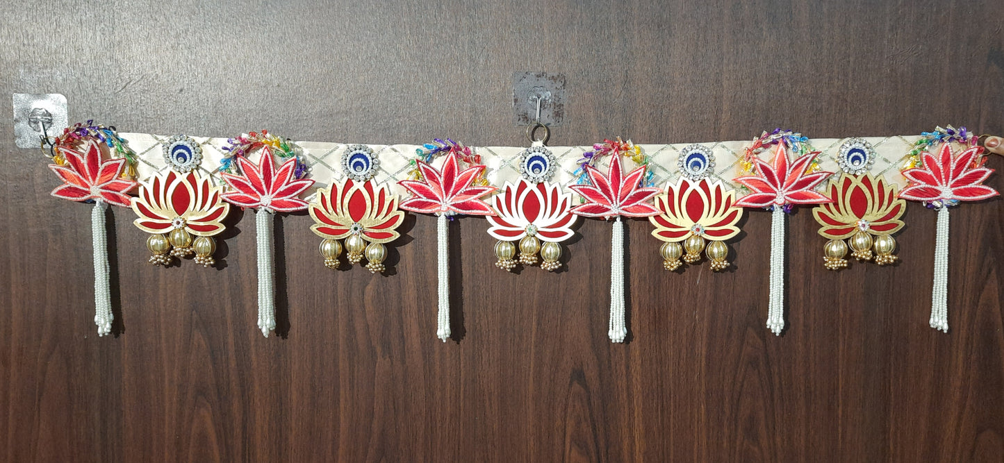 Handmade Lotus Pearl Toran Elegant Festive Door Hanging for Home Decor