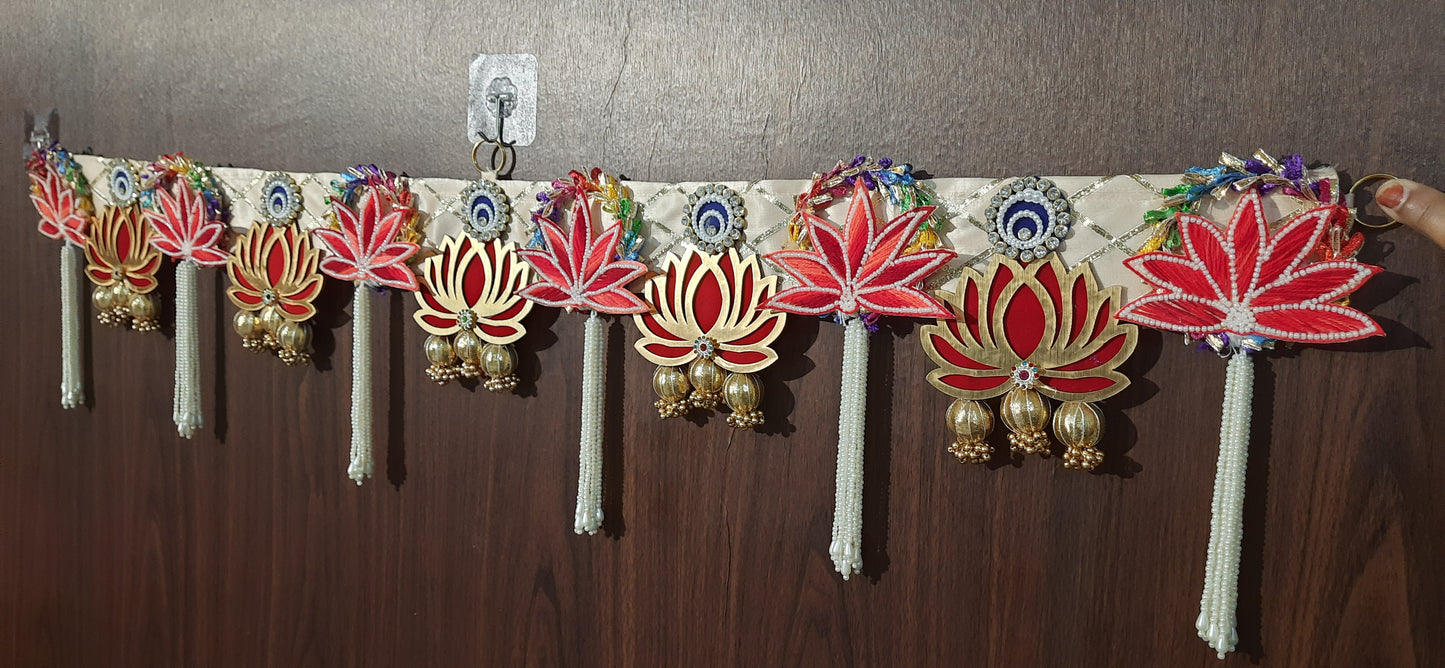 Handmade Lotus Pearl Toran Elegant Festive Door Hanging for Home Decor