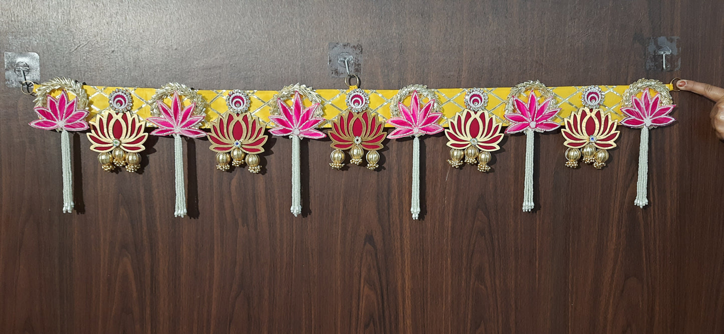 Handmade Lotus Pearl Toran Elegant Festive Door Hanging for Home Decor