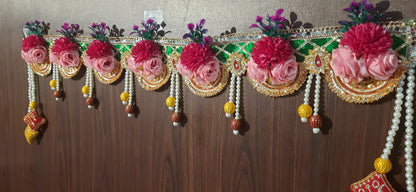 Floral Toran with Beaded Tassels  Handmade Festive Door Hanging (Available in Yellow & Green)