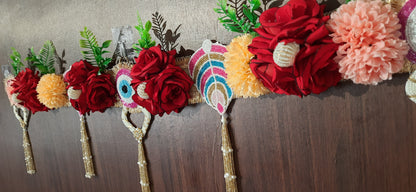 Floral Evil Eye & Shubh-Labh Toran with Beaded Tassels – Pink & Green Eye Variants