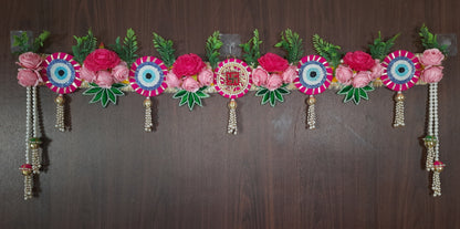 Evil Eye Leave Toran with Swastik Bead Tassels