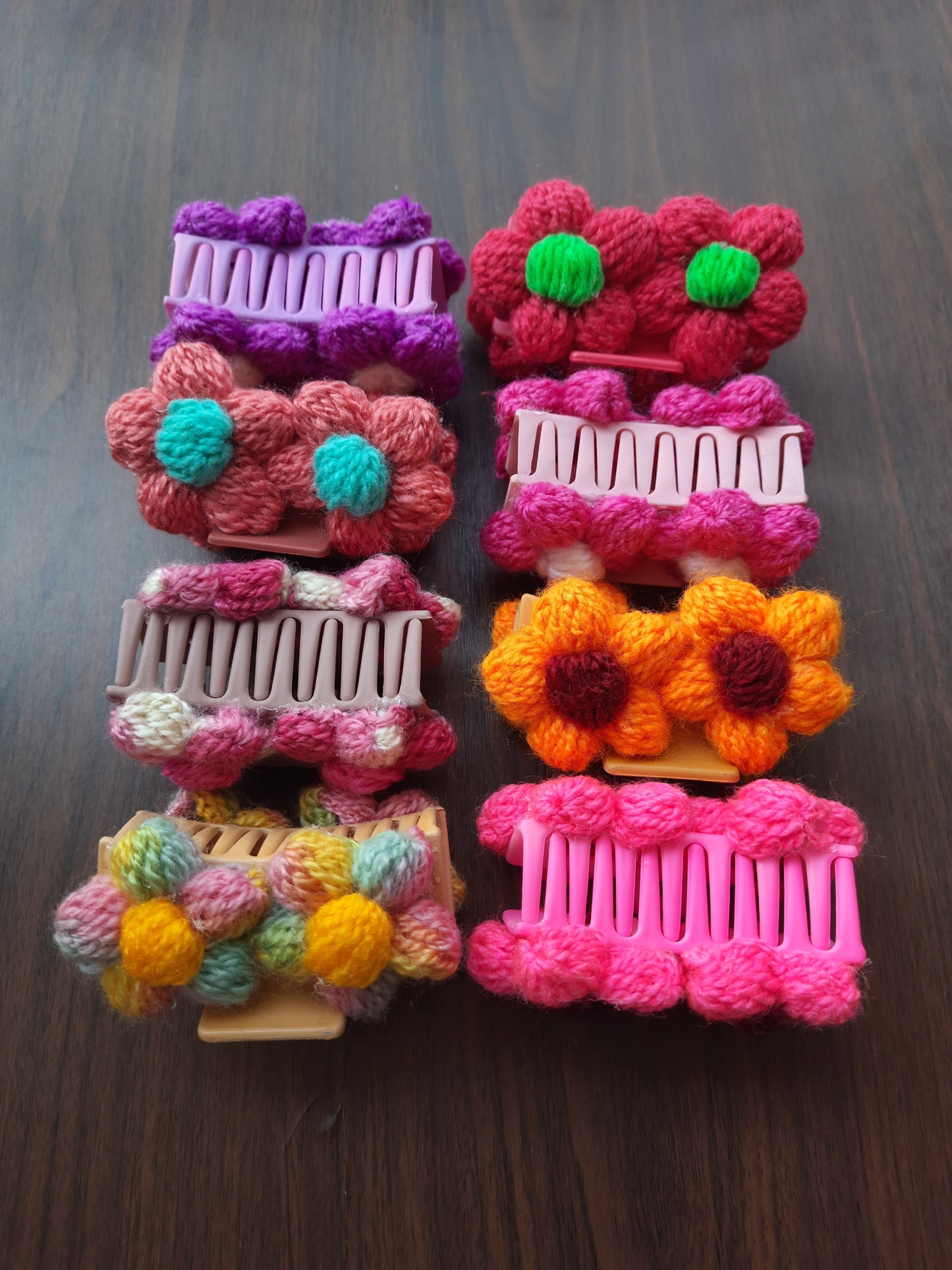 Woolen Flower Claw Clips