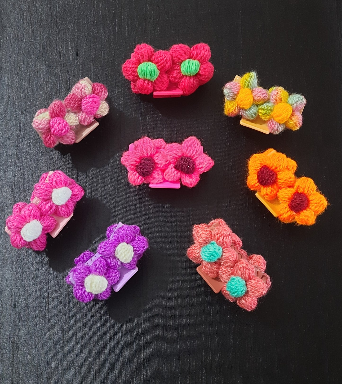 Woolen Flower Claw Clips