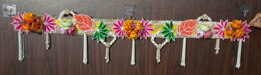 Handmade Decorative Floral Toran with Pearl Tassels